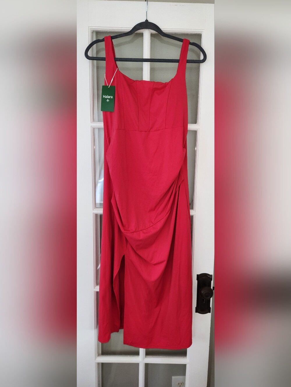 Halara NWT Red Draped Tank Midi Dress - Picture 1 of 3